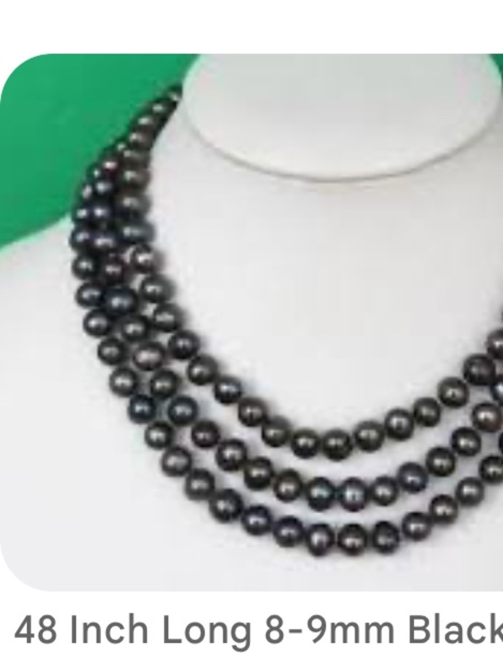 Peacock 48”  fresh water rope pearl black & purplish tones dark goth witchy